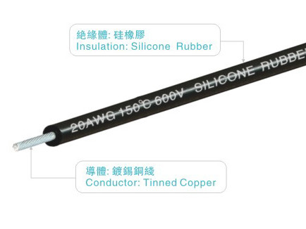 UL3141 silicone rubber wires 600v 150C  24AWG FT2  black home appliance uav lighting