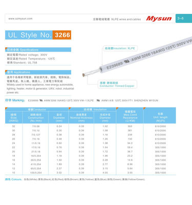 UL3266 300V 125C  10-32AWG XLPE Wires and Cables for Home Appliance Heater Industrial Power