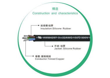 OEM 30 Awg Custom Electrical Wire And Cables Silicone Insulation 30V 150C Acid Resistance