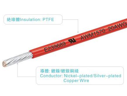 AWM1570 20AWG PTFE FEP Insulated Wire UL758 600V/250C For Motor Generator Light